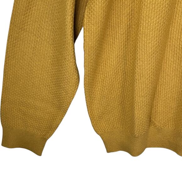 Paul Frederick Half Zip Sweater Mens Large Silk Cotton Cashmere Pullover Mustard - Picture 4 of 8